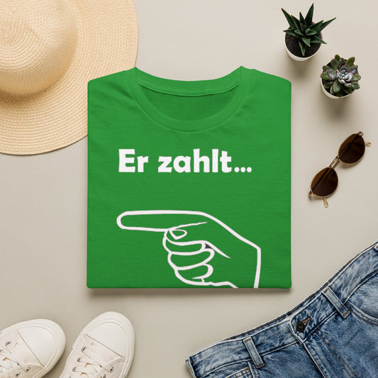 Er zahlt... heute mein Startgeld T-Shirt – Lustiges Zeigefinger Geschenk für Rennsporter, Triathleten & Wettkämpfer