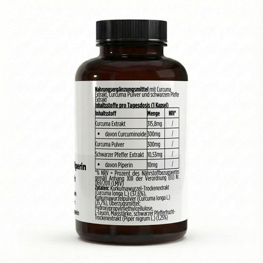 Curcuma (95% Curcumin) + Piperin - 60 vegane Kapseln