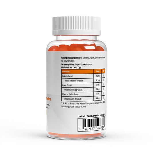 Kurkuma + Ingwer + Schwarzer Pfeffer Gummies - 60 Stk.