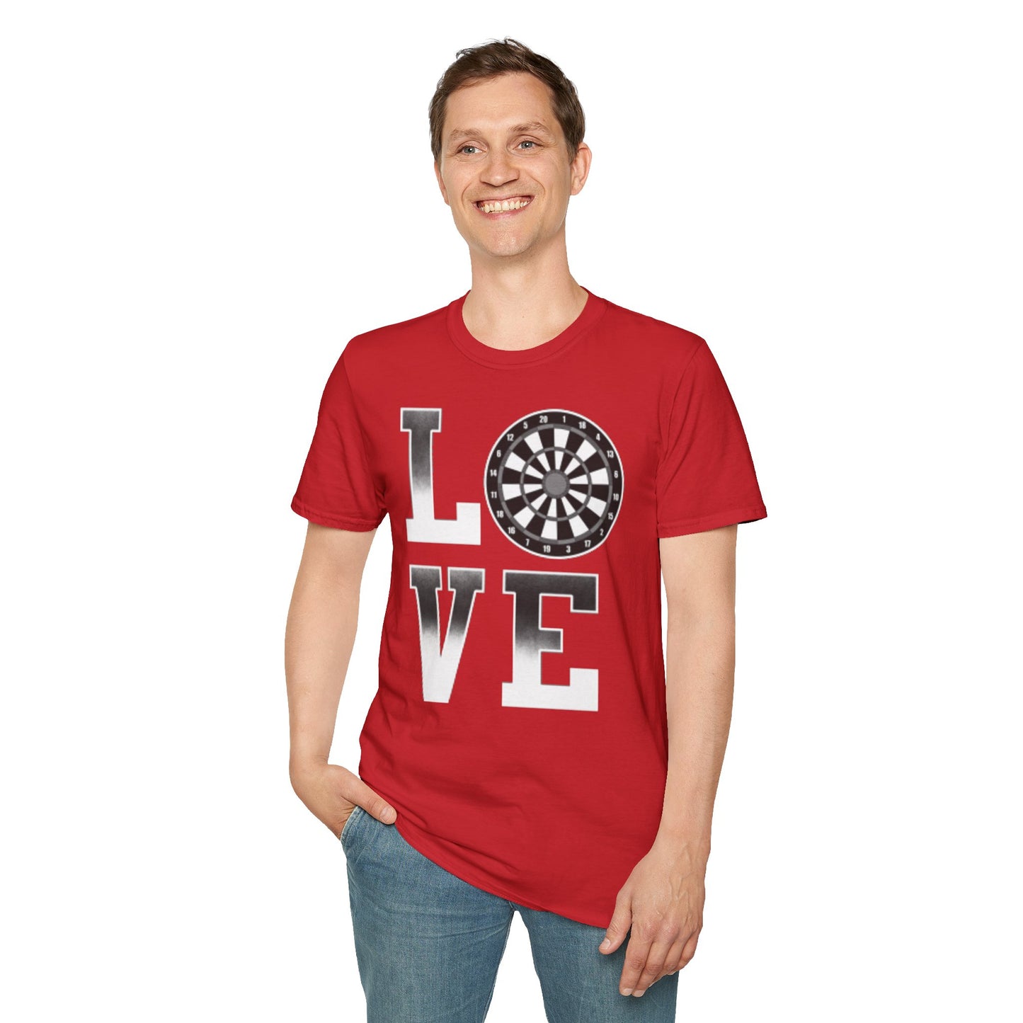 Darts Love T-Shirt — "LOVE" with Dartboard Graphic