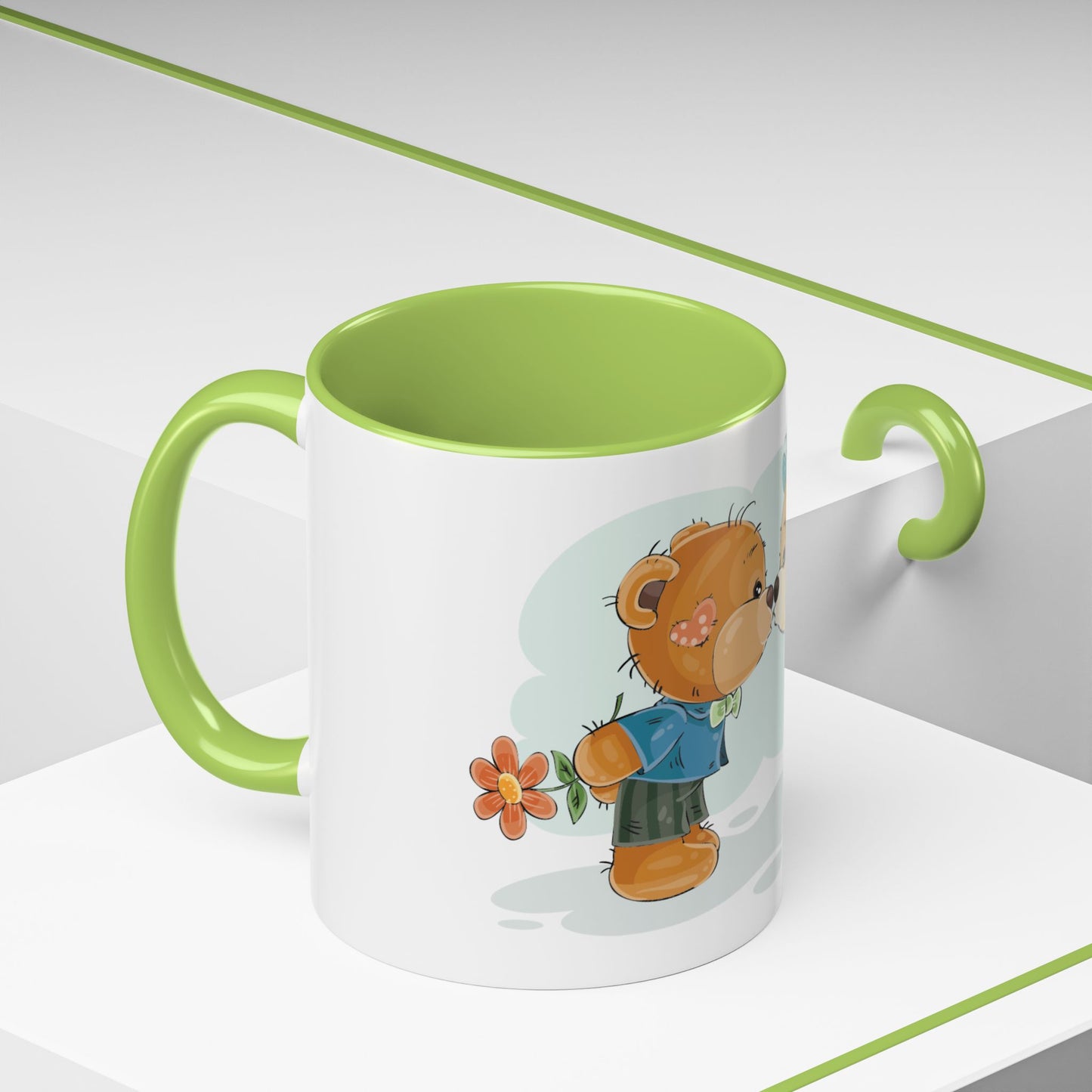 Cute Kissing Bear Couple Accent Coffee Mug – Romantic Valentine’s Gift