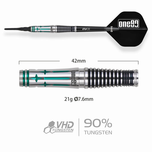 One80 Saori V3 Signature Dart Softtip 21g,Black Emerald