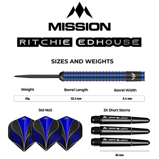Mission Ritchie Edhouse Black Titanium Steeldarts - 23g