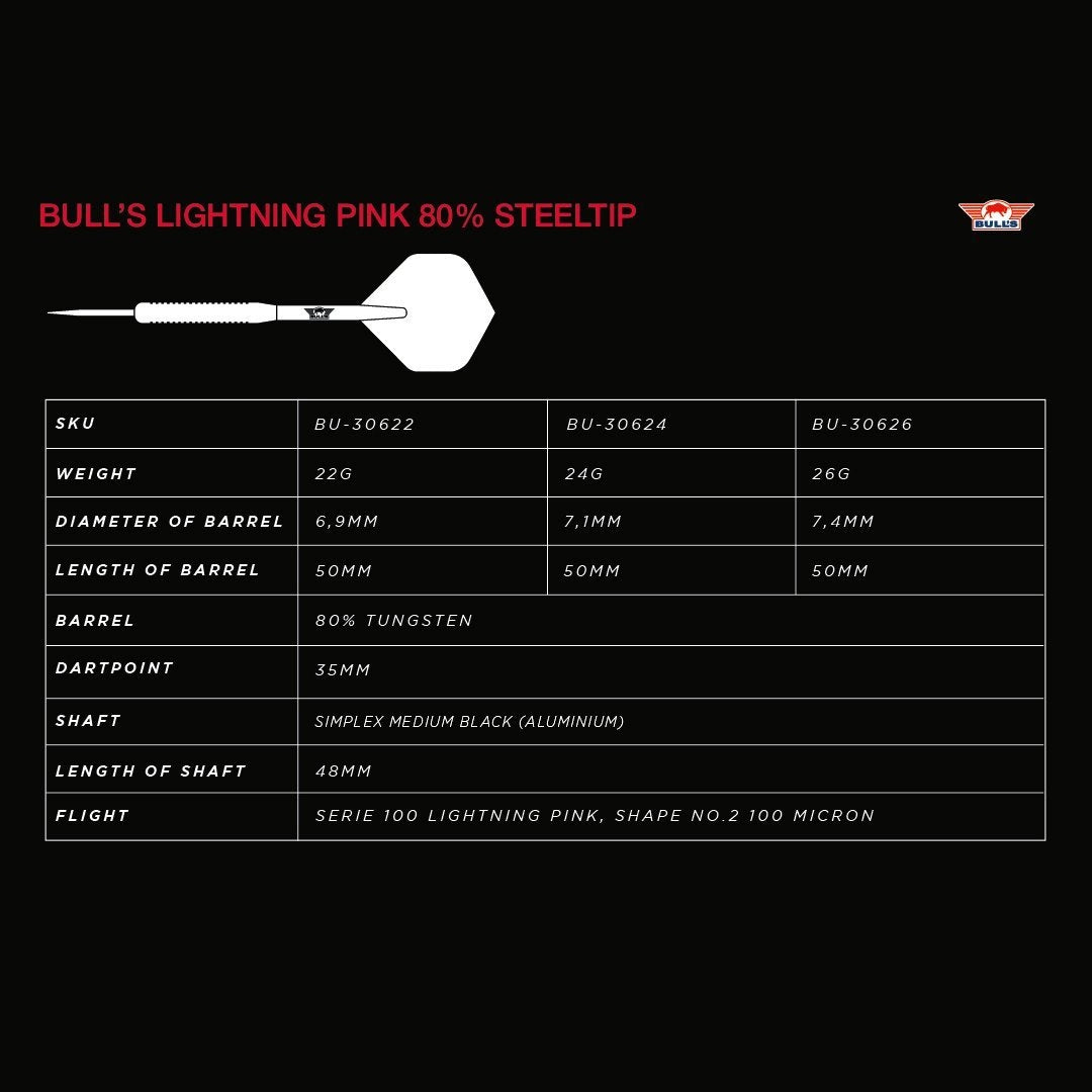Bull's Lightning Pink Steeldarts