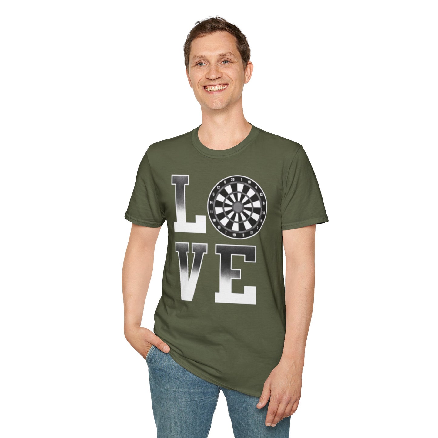 Darts Love T-Shirt — "LOVE" with Dartboard Graphic