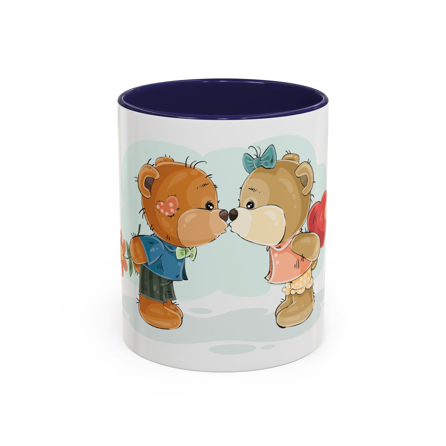 Cute Kissing Bear Couple Accent Coffee Mug – Romantic Valentine’s Gift