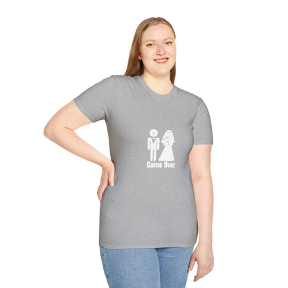 Game Over Wedding T‑Shirt — Funny Bride & Groom Engagement Shirt