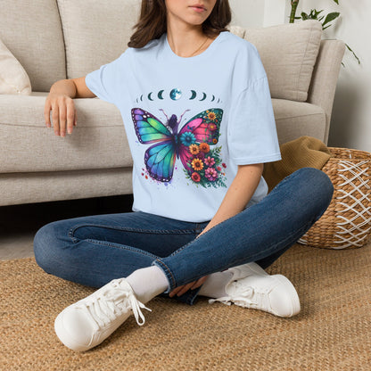 Butterfly Moon Phases T‑Shirt — Colorful Floral Wing Tee