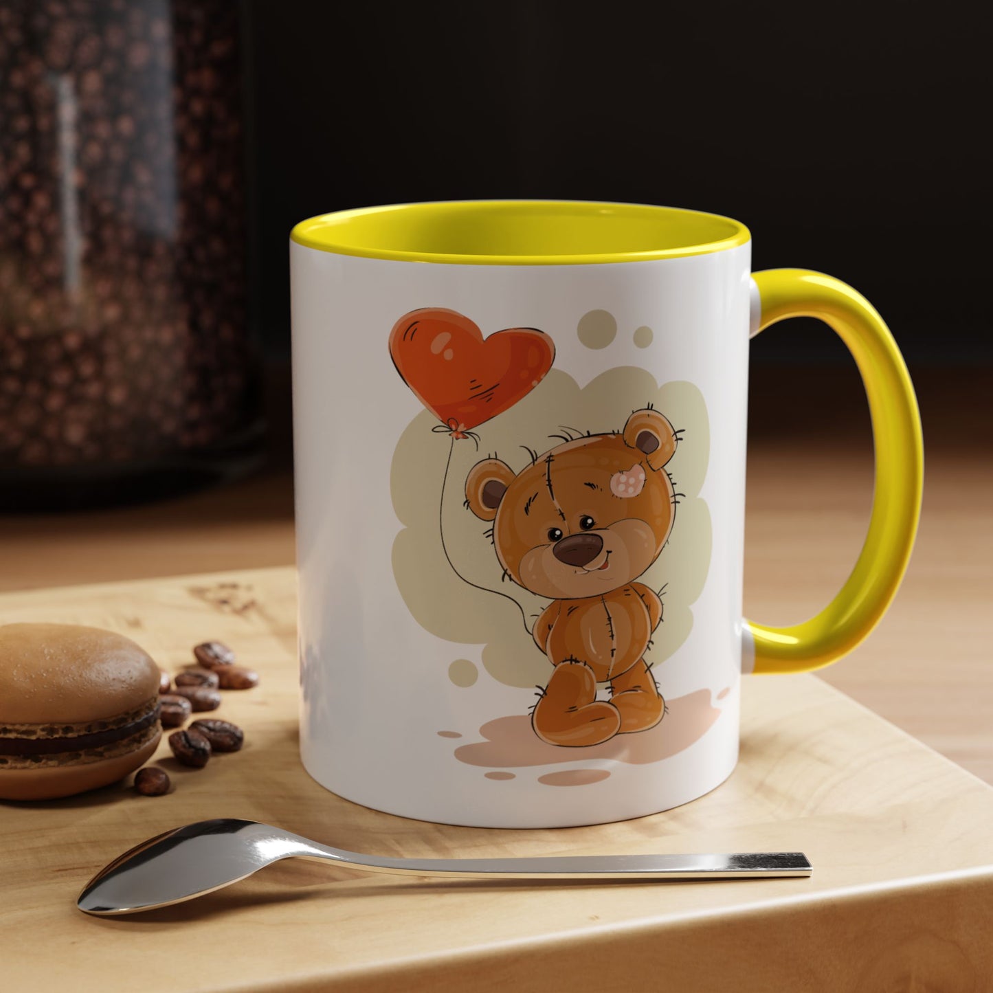 Cute Teddy Bear Coffee Mug with Heart Balloon — Gift Mug for Kids & New Parents