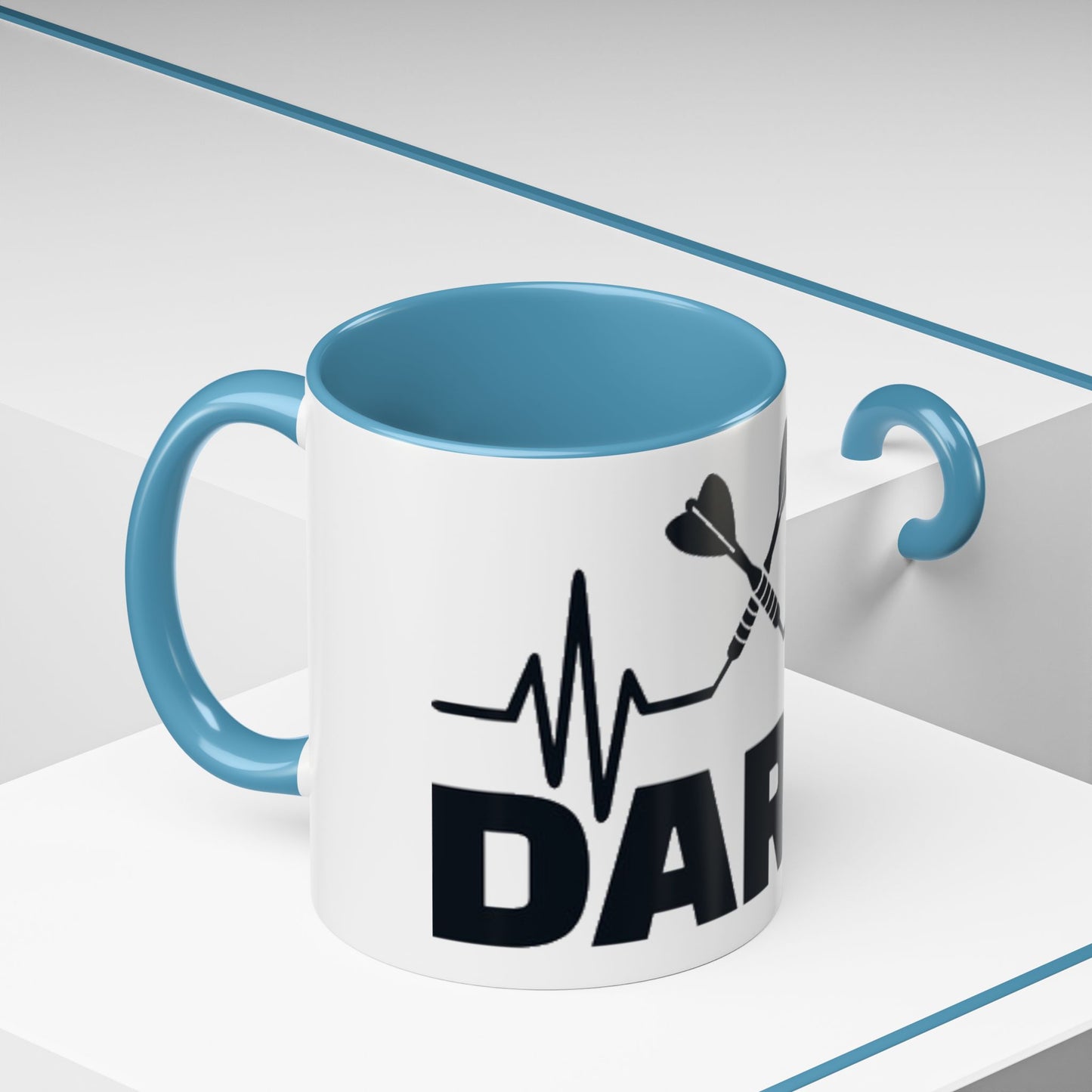 Darts Heartbeat Accent Coffee Mug — Darts Player Gift (310 ml)