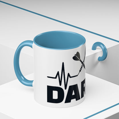 Darts Heartbeat Accent Coffee Mug — Darts Player Gift (310 ml)