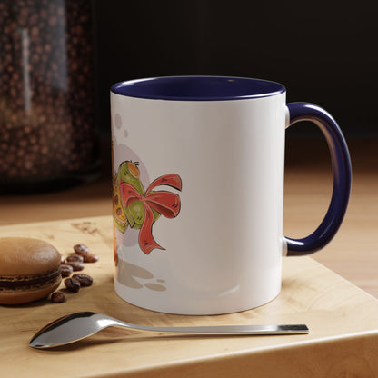 Cute Teddy Bear Pizza Gift Mug — Heart-Shaped Pizza & Bow Accent Coffee Cup
