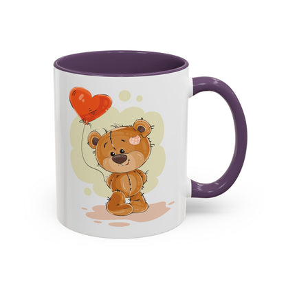 Cute Teddy Bear Coffee Mug with Heart Balloon — Gift Mug for Kids & New Parents