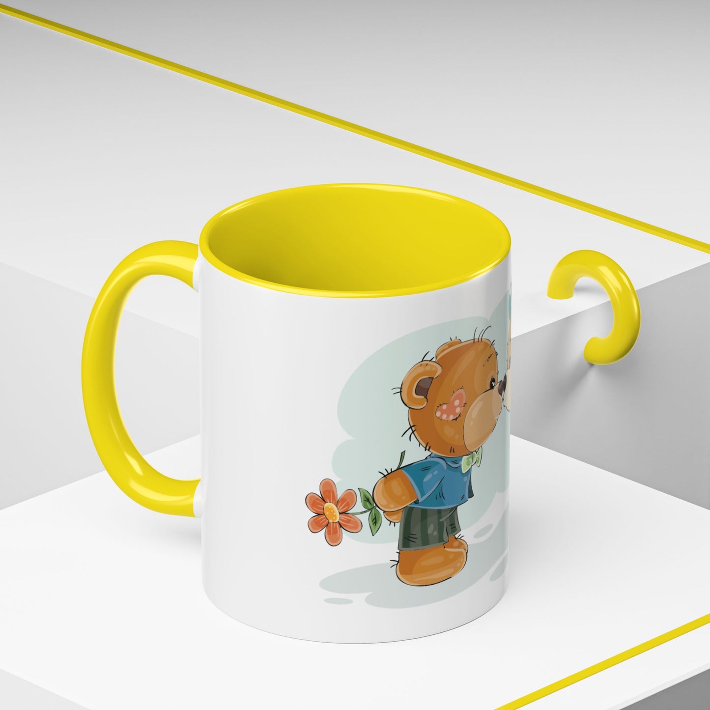 Cute Kissing Bear Couple Accent Coffee Mug – Romantic Valentine’s Gift