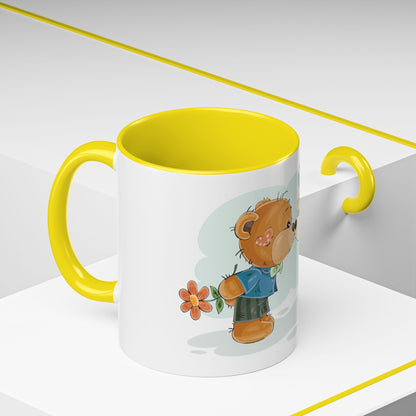 Cute Kissing Bear Couple Accent Coffee Mug – Romantic Valentine’s Gift