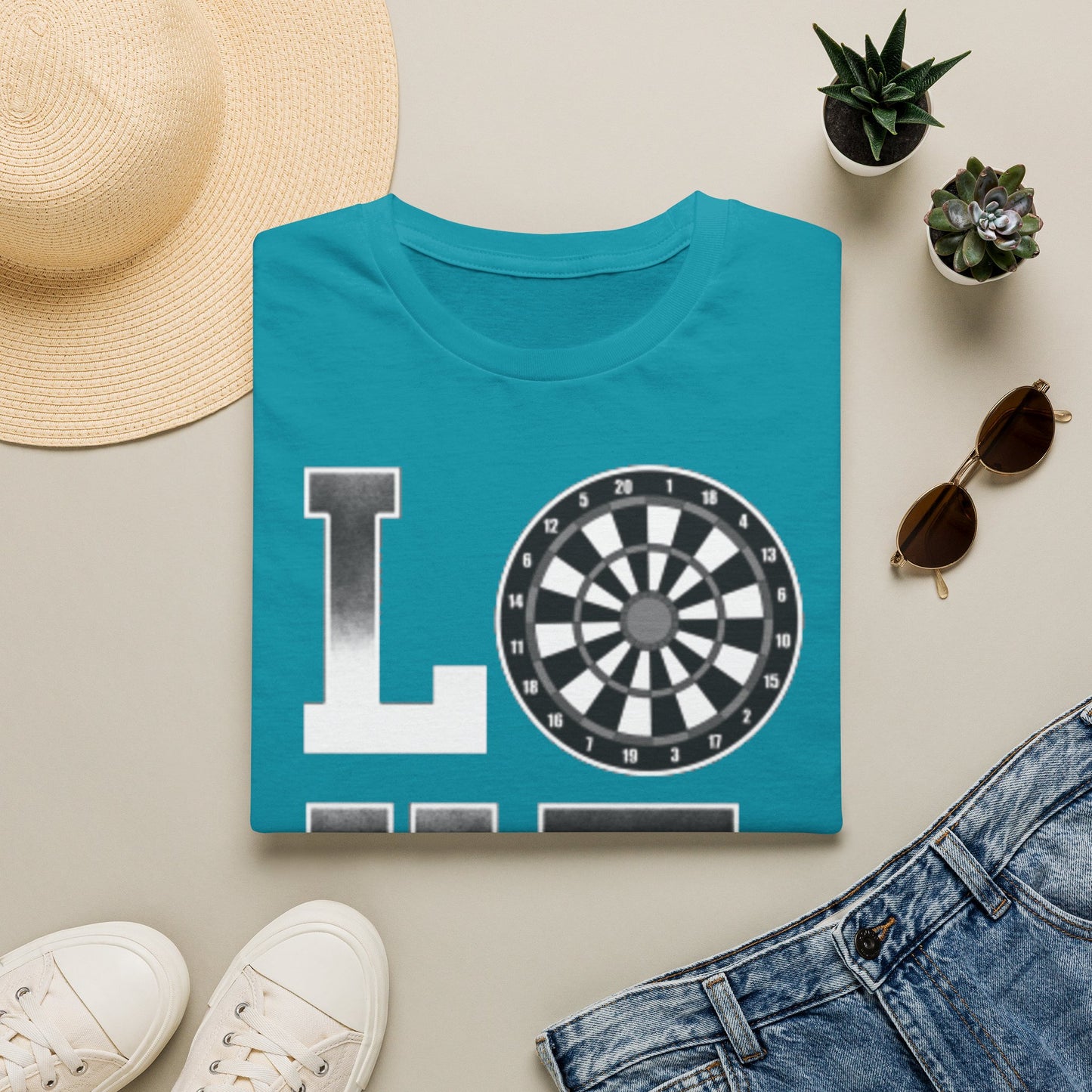 Darts Love T-Shirt — "LOVE" with Dartboard Graphic