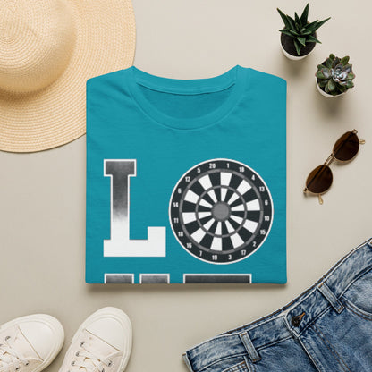 Darts Love T-Shirt — "LOVE" with Dartboard Graphic