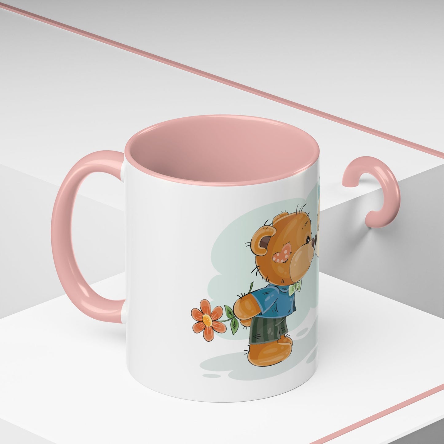 Cute Kissing Bear Couple Accent Coffee Mug – Romantic Valentine’s Gift