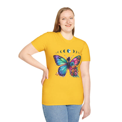 Butterfly Moon Phases T‑Shirt — Colorful Floral Wing Tee