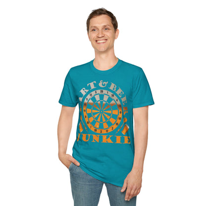 Dart & Beer Junkie T-Shirt — Retro Dartboard Pub Game Tee