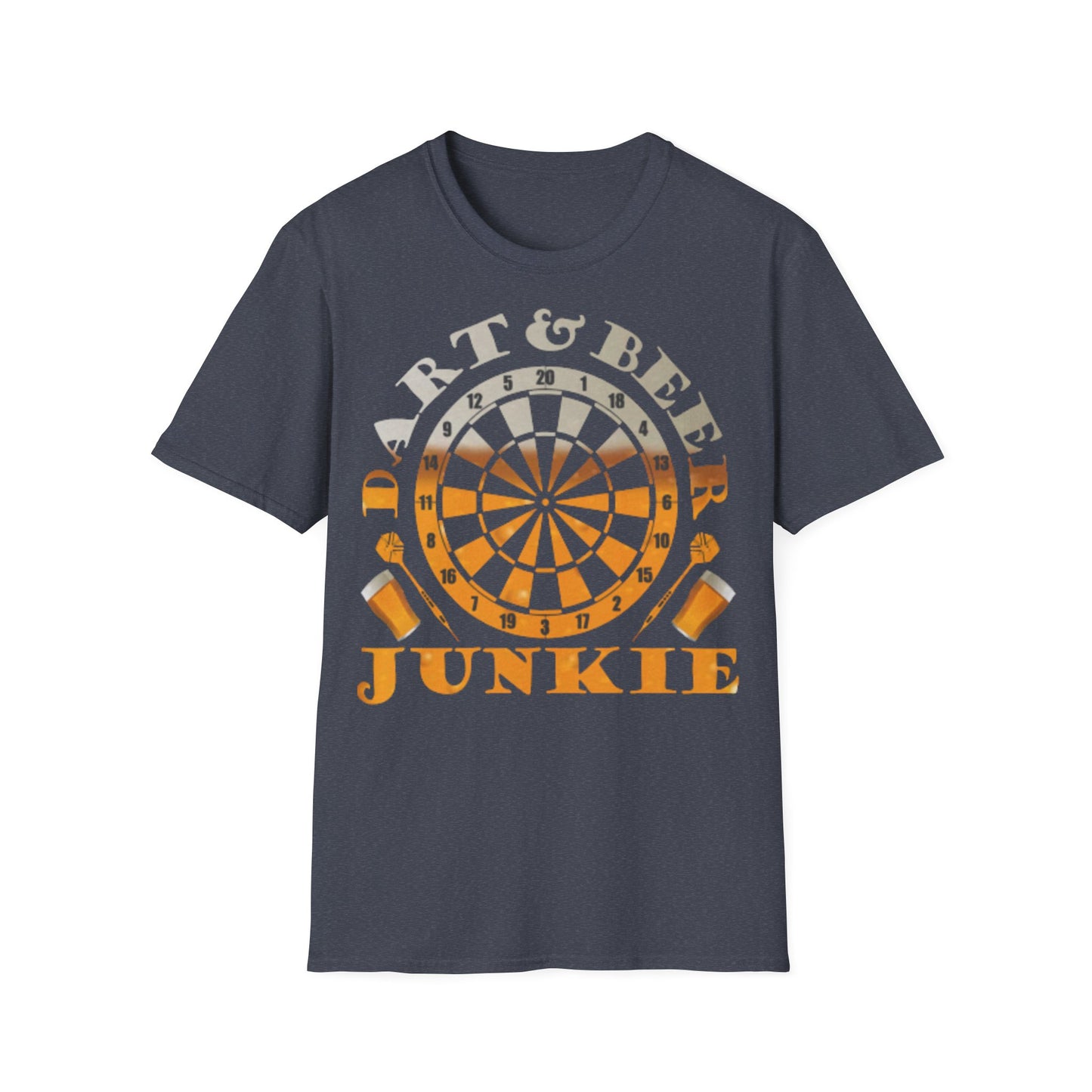 Dart & Beer Junkie T-Shirt — Retro Dartboard Pub Game Tee