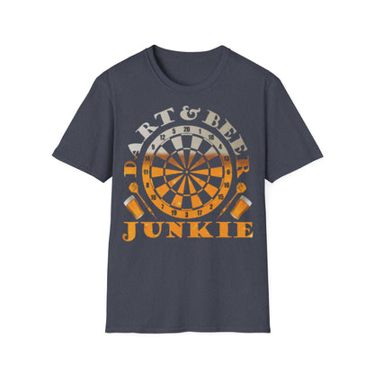Dart & Beer Junkie T-Shirt — Retro Dartboard Pub Game Tee
