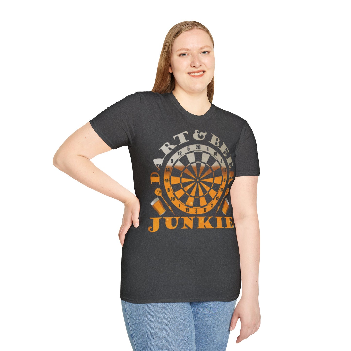 Dart & Beer Junkie T-Shirt — Retro Dartboard Pub Game Tee
