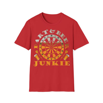Dart & Beer Junkie T-Shirt — Retro Dartboard Pub Game Tee