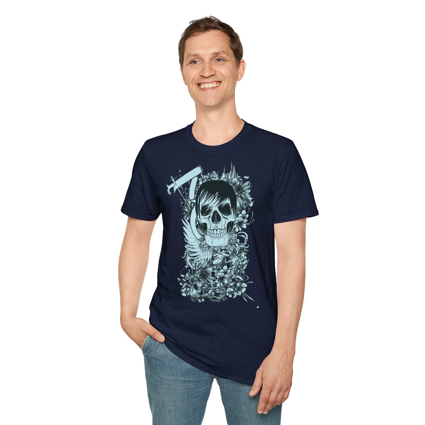 Skull Floral Tee — Gothic Skull with Flowers Graphic T-Shirt
