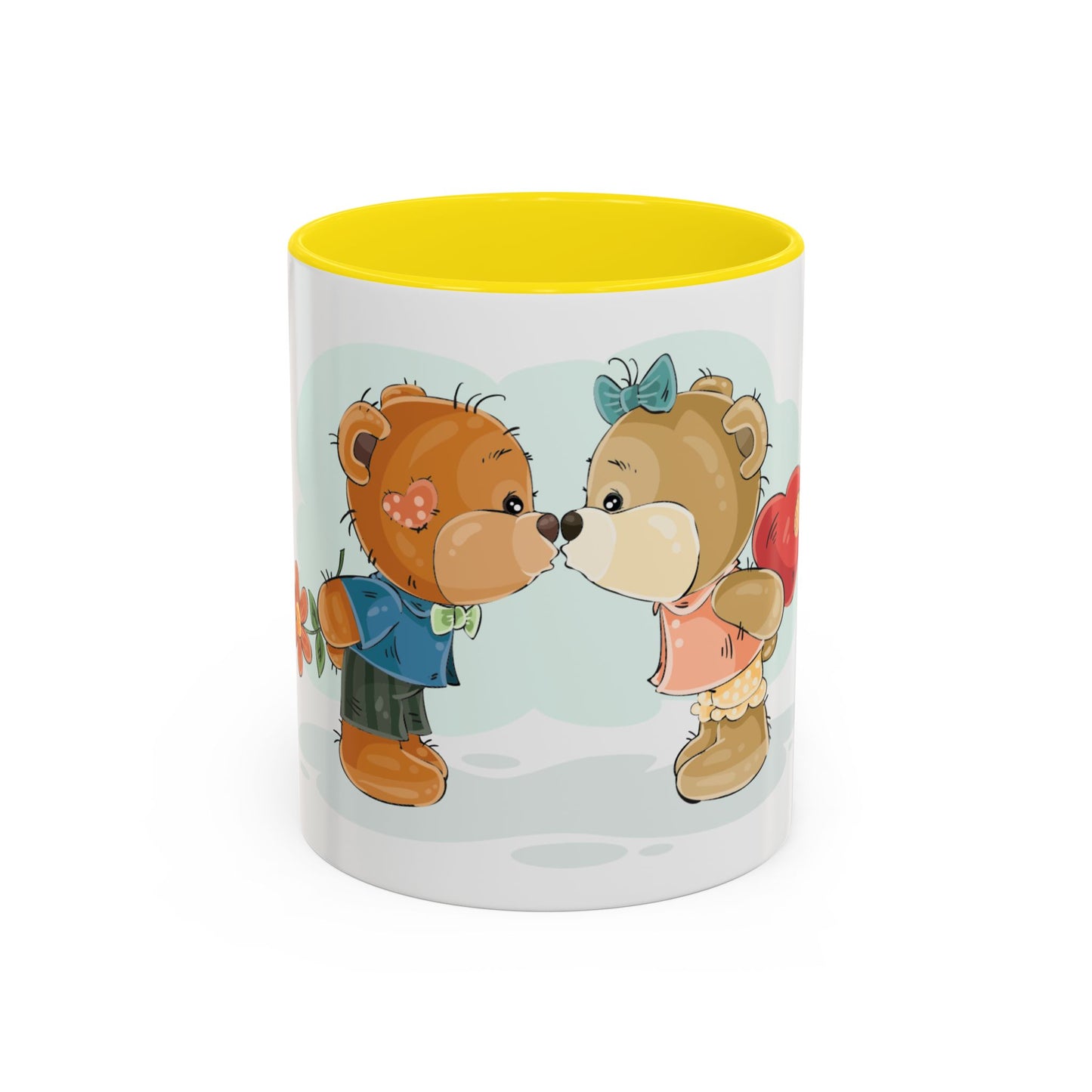 Cute Kissing Bear Couple Accent Coffee Mug – Romantic Valentine’s Gift