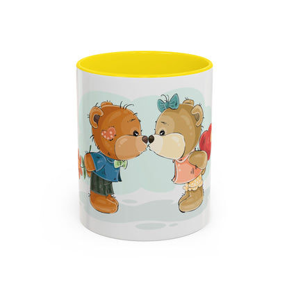 Cute Kissing Bear Couple Accent Coffee Mug – Romantic Valentine’s Gift