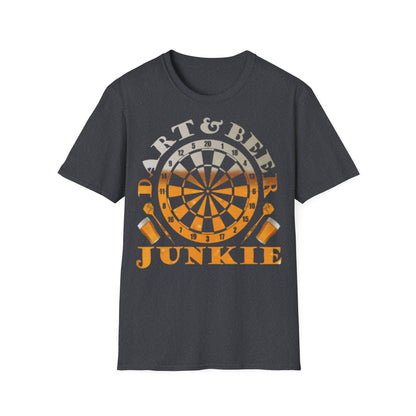 Dart & Beer Junkie T-Shirt — Retro Dartboard Pub Game Tee