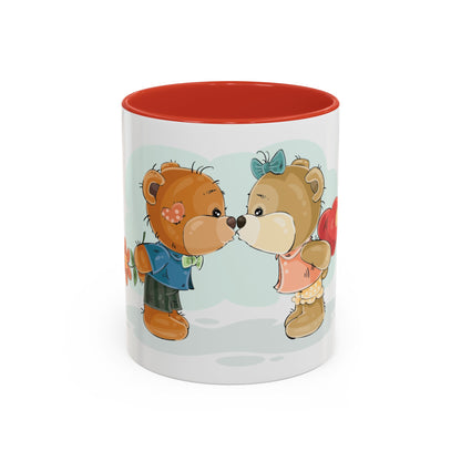 Cute Kissing Bear Couple Accent Coffee Mug – Romantic Valentine’s Gift