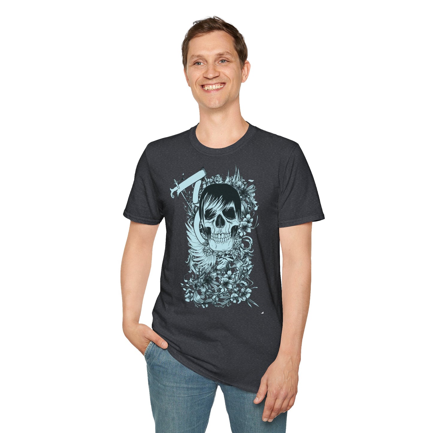 Skull Floral Tee — Gothic Skull with Flowers Graphic T-Shirt