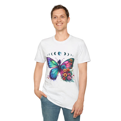 Butterfly Moon Phases T‑Shirt — Colorful Floral Wing Tee