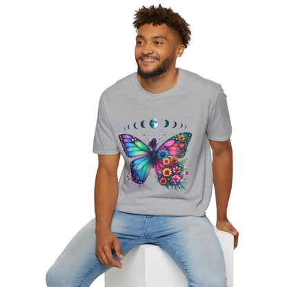 Butterfly Moon Phases T‑Shirt — Colorful Floral Wing Tee