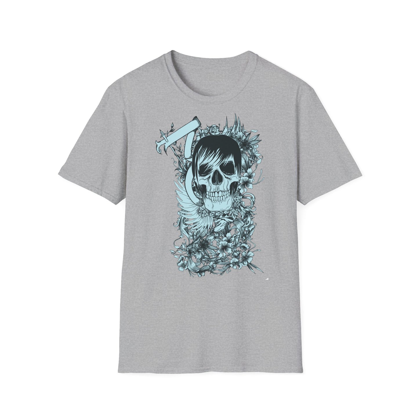Skull Floral Tee — Gothic Skull with Flowers Graphic T-Shirt