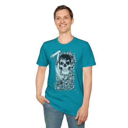 Skull Floral Tee — Gothic Skull with Flowers Graphic T-Shirt