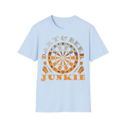 Dart & Beer Junkie T-Shirt — Retro Dartboard Pub Game Tee