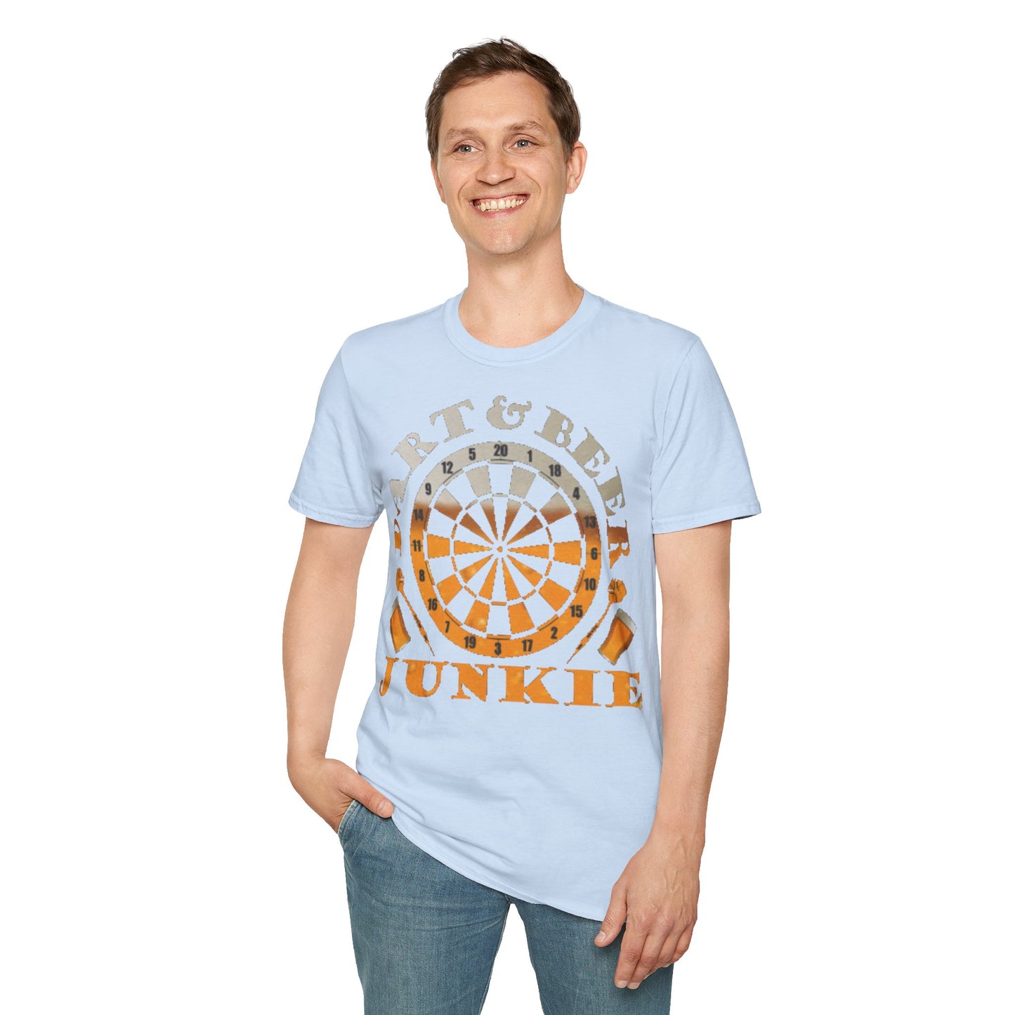 Dart & Beer Junkie T-Shirt — Retro Dartboard Pub Game Tee