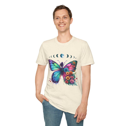 Butterfly Moon Phases T‑Shirt — Colorful Floral Wing Tee