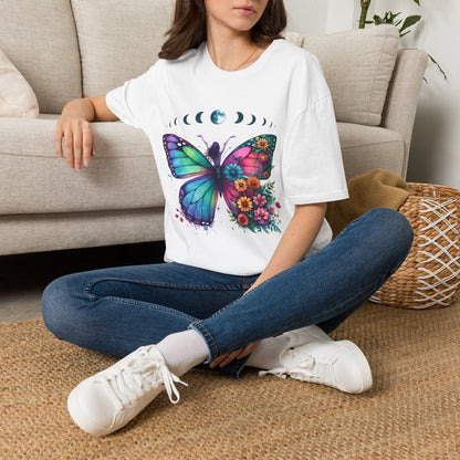 Butterfly Moon Phases T‑Shirt — Colorful Floral Wing Tee