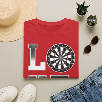 Darts Love T-Shirt — "LOVE" with Dartboard Graphic