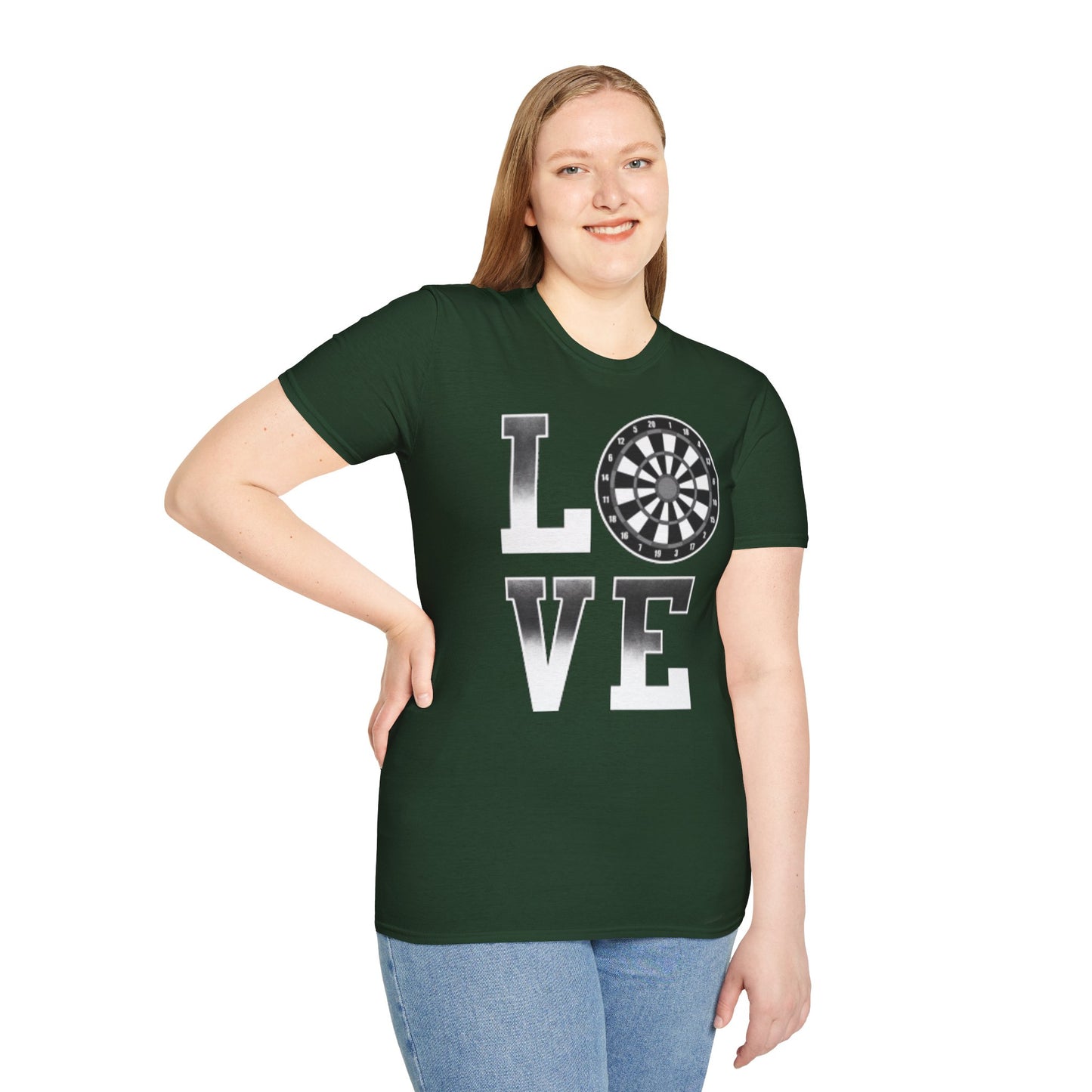 Darts Love T-Shirt — "LOVE" with Dartboard Graphic