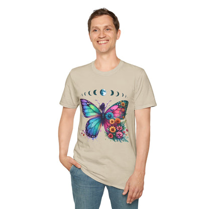 Butterfly Moon Phases T‑Shirt — Colorful Floral Wing Tee