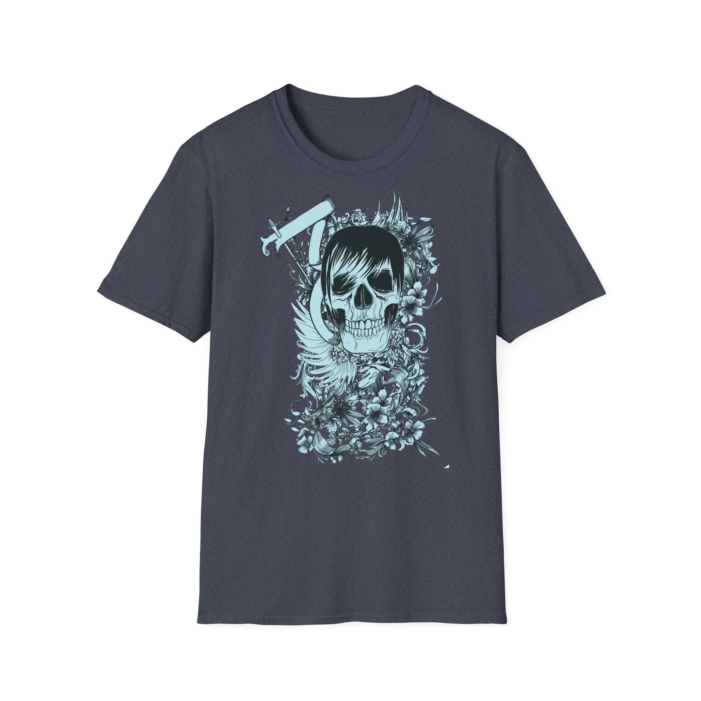 Skull Floral Tee — Gothic Skull with Flowers Graphic T-Shirt