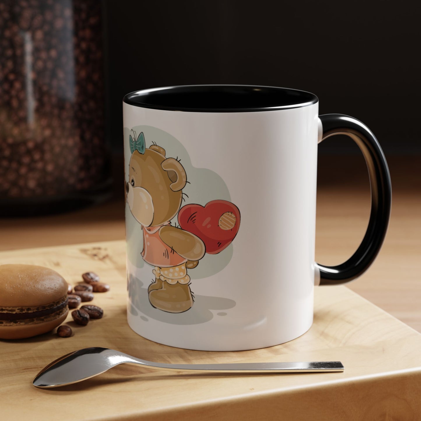 Cute Kissing Bear Couple Accent Coffee Mug – Romantic Valentine’s Gift