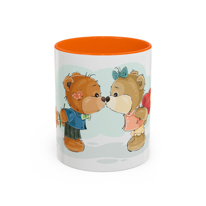 Cute Kissing Bear Couple Accent Coffee Mug – Romantic Valentine’s Gift