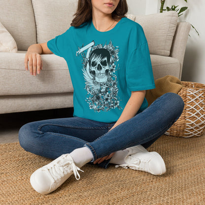 Skull Floral Tee — Gothic Skull with Flowers Graphic T-Shirt