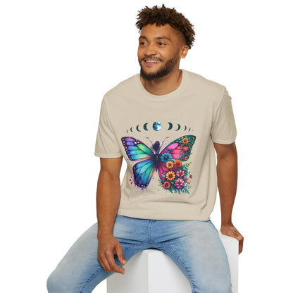 Butterfly Moon Phases T‑Shirt — Colorful Floral Wing Tee